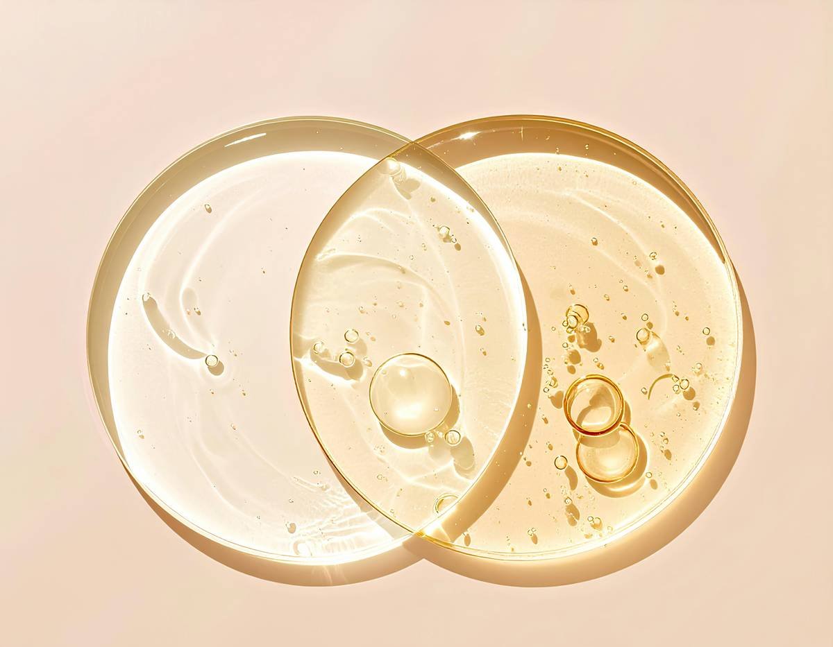 Side-by-side comparison of effective examples of skin moisturizers for dry vs oily skin types